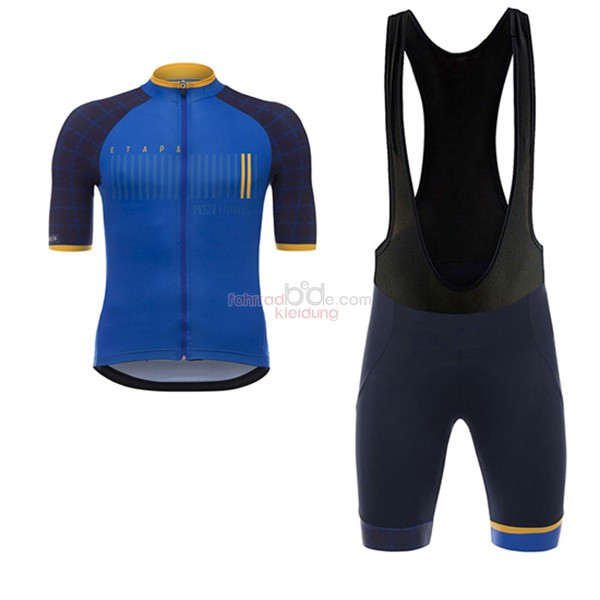 Asturias Vuelta Espana Kurzarmtrikot 2017 Und Kurze Tragerhose blau